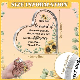 Yinder Thank You Gift for Women Acrylic Inspirational Present Coworker Office Colleague Leaving Job Farewell Gift graduation Appreciation for Friends Nurse Teacher Keepsake(Sunflower Heart)