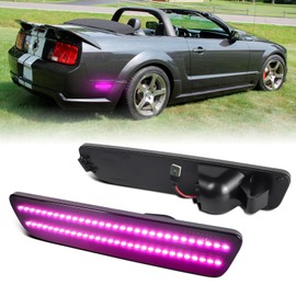 Dual Rows Pink Purple LED Side Marker Lights for Ford Mustang 2005-2009 Rear Bumper Fender Marker Reflectors, 2PCS Smoked Lens