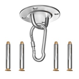 CCLIFE Stainless Steel Ceiling Hook Bracket Ceiling Mount with Screws Carabiner for Hanging, Hammock, Aerial Yoga, Punch Bags