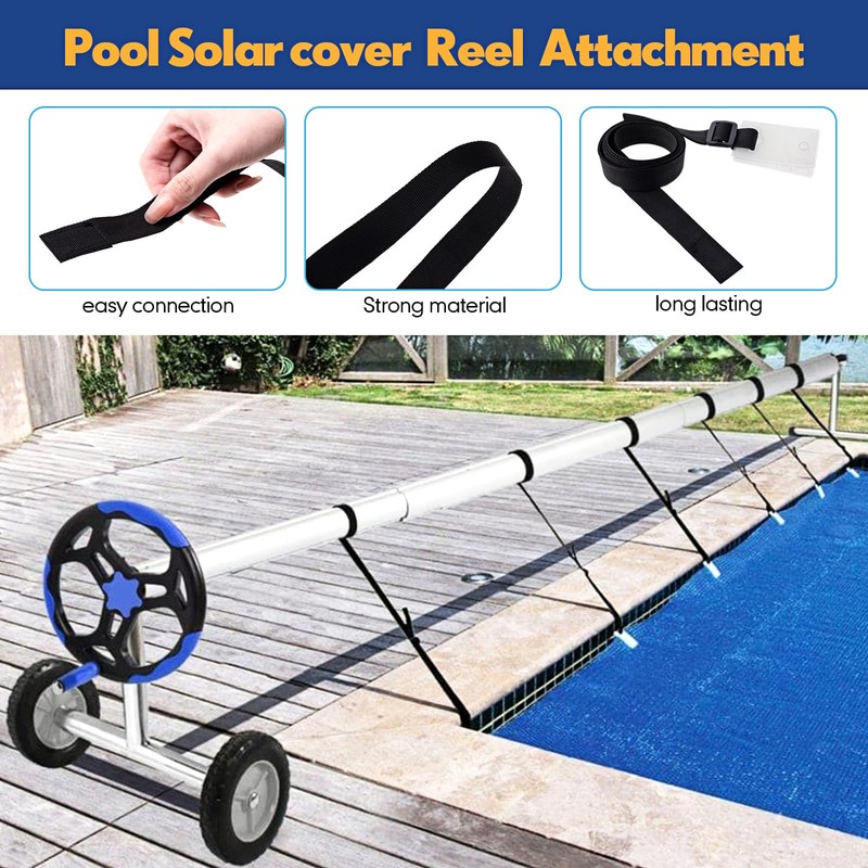 Treela 48 Pcs Pool Solar Cover Reel Attachment Straps Kit
