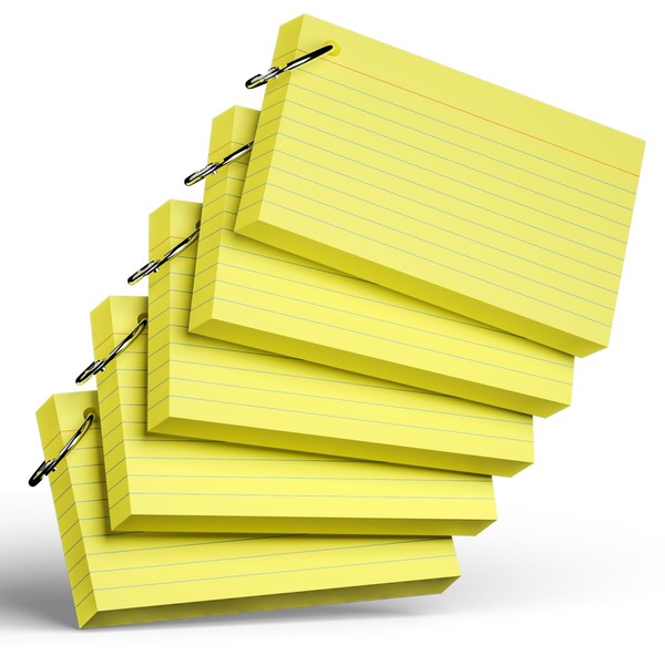 250 Count Yellow Index Cards with Ring 3 x 5