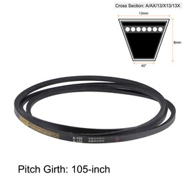 sourcing map A-Profile Rubber Drive Belt V-Belt A105 105 Inch Pitch Length