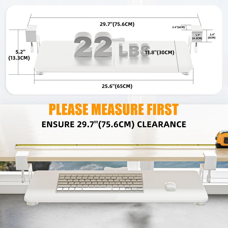 Keyboard Tray Under Desk, Pull Out Keyboard Tray with C