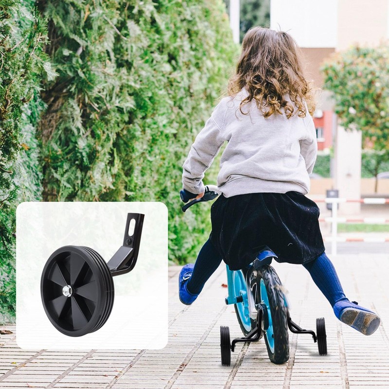 Tsnamay Pair of Black Bicycle Auxiliary Wheel Children's Bicycle Accessories