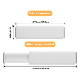 5 Pack Drawer Dividers, 4 Inch High Adjustable Dresser Drawer Organizers, Expandable from 14.8-22 inch Separators for Clothes, Kitchen, Office, Bathroom Organization, White