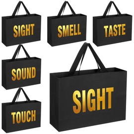 Kolldenn Kolldenn 5 Senses Gift Bags for Him Her Five Senses Gift Bags with Ribbon Handles Portable Paper Birthday Present Wrappings for Wedding Anniversary Party Mothers Day(Black,12.6 x 8.7 x 4 Inch)