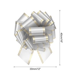 MECCANIXITY 12 Inch Giant Large Pull Bow Big Metallic Car Bows Ribbon with Gold Edge for Wedding Presents Gift Wrapping Christmas, Silver