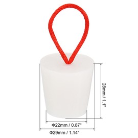 TOP-VIGOR 3Pcs Rubber Tapered Plug, 22mm to 29mm Solid Bathtub Bungs Stopper with Handle, Tapered Lab Seal Rubber Stoppers Test Tube Bungs for Test Tubes, Water Pipe, Drainage Hole, White