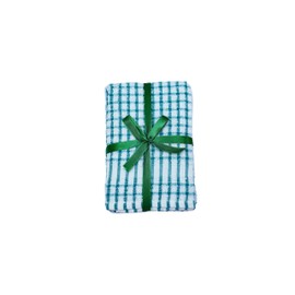QUALITY HOME TEXTILES 100% Cotton Super Soft Terry Towelling Tea Towels with Hanging Loop | Pack of 3| Kitchen Hand Towels Super Absorbent Soft Touch | Gift Packed Tea Towels (Green)