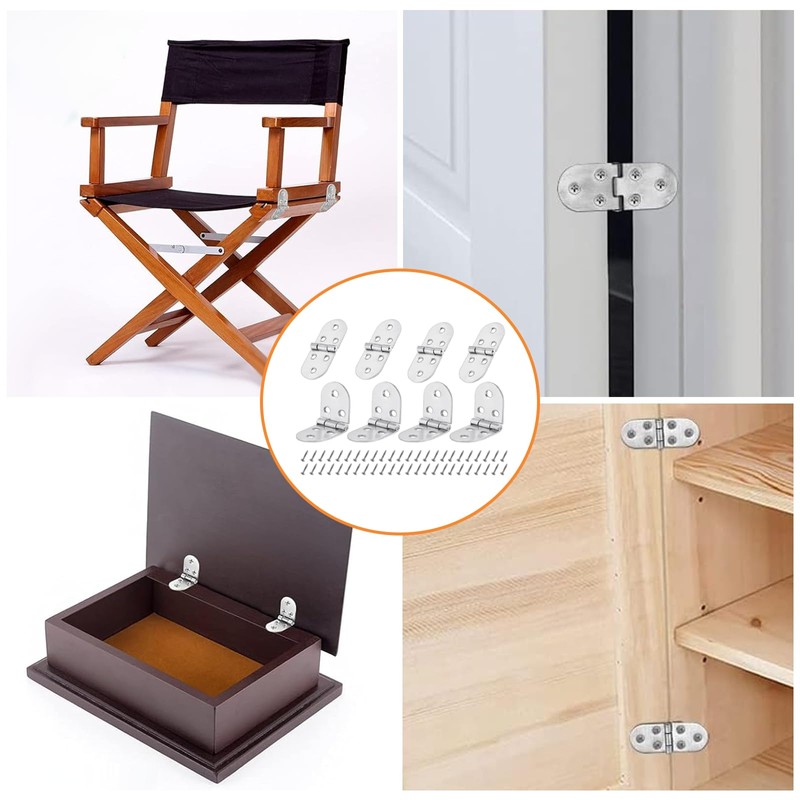 8 Pcs Flip Hinges Round Edge, 270 Degree Folding Flip