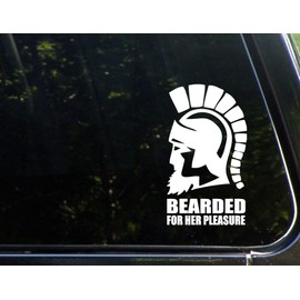 Bearded for Her Pleasure Die Cut Decal Sticker (4" x 6-1/2") for Windows, Cars, Trucks, Laptops, Etc.