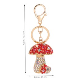 FRCOLOR Adorable Rhinestone Mushroom Keychain Sparkling Bag Charm for Backpacks Purses Car Keys Durable Pendant Stylish Accessory for Women Cute Backpack Decor