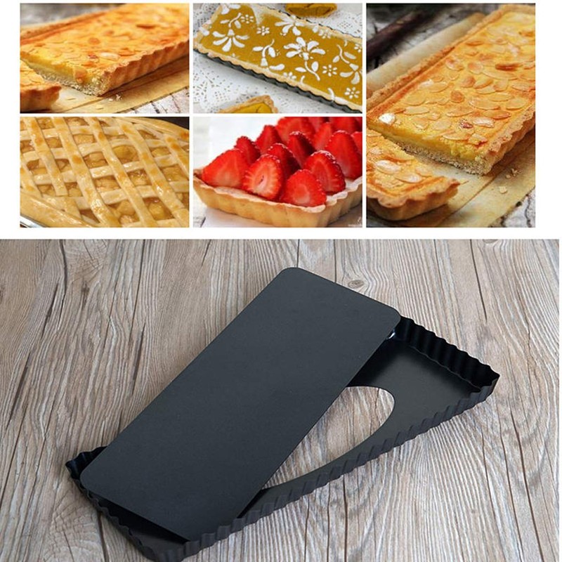 GUMEI Rectangle Fluted Pie Tart Pan Mold Baking Removable Bottom