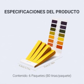 480 Tiras Reactivas de PH 1-14, Papel de Prueba de Álcali | Papel Tornasol Universal, Para Medir Agua, Orina, Saliva, Piscinas y Acuarios, Rango Ampli
