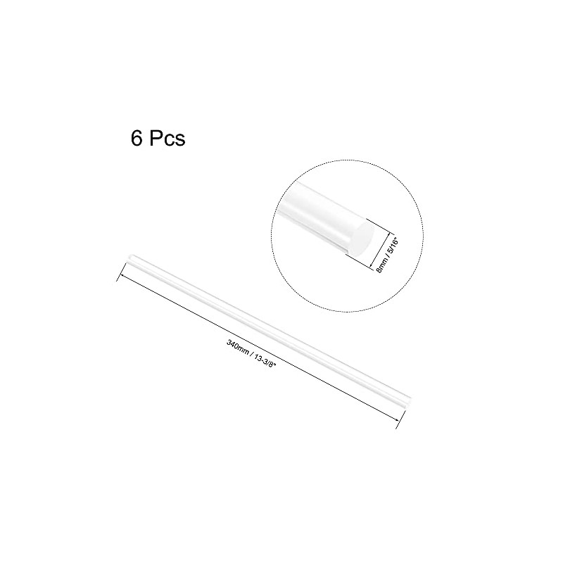 sourcing map Acrylic Round Rod, Clear,5/16" Diameter 13-3/8" Length, Solid