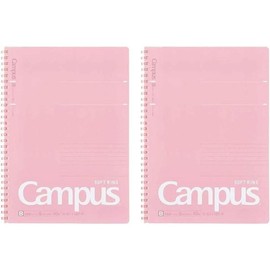 Campus Soft Ring Notebook, Semi-B5, B 6mm Dot Ruled, 34 Lines, 40 Sheets, Blue, Set of 2, Japan Import (SU-S111BT-B):_Pink_A5_B ruled (6 mm)