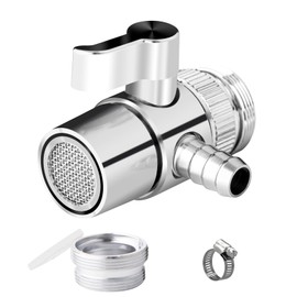 Countertop Water Filter Diverter Valve with Barb Connector, Faucet Diverter Adapter for 6mm, 8mm, 9.5mm Tubing or Hose, Compatible with Standard Kitchen Faucets(9.5mm barb)