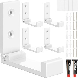Folding Coat Hooks, 5pcs White Wall Hooks Heavy Duty for Hanging Coat Towel Backpack, Foldable Adhesive Hooks, Headphone Jacket Holder, Aluminum Alloy No Rust Hook with Screws for Purse Hat Bag Keys