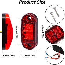 Tnisesm 6Pcs Amber+Red 2.5 Inch Waterproof Trailer Marker Lights, 2 Diode LED Trailer Side Marker Light, Oval Trailer Running Lights For RV Camper Accessories