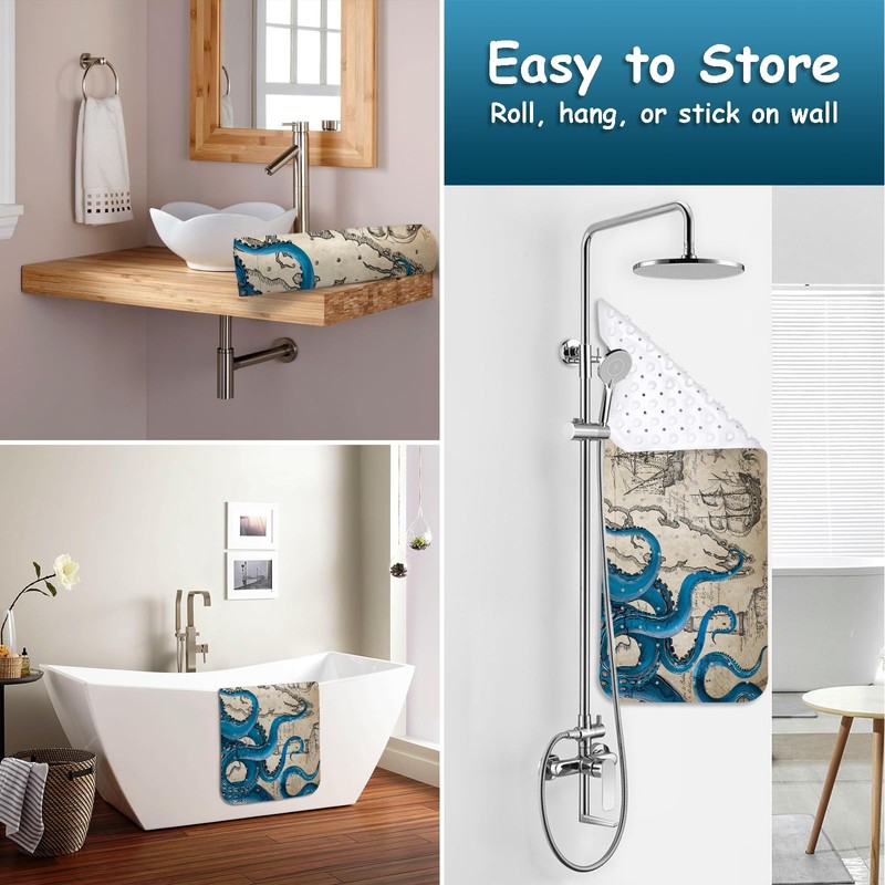 Bathtub Mat Non Slip, Octopus Extra Long Bath tub Mat