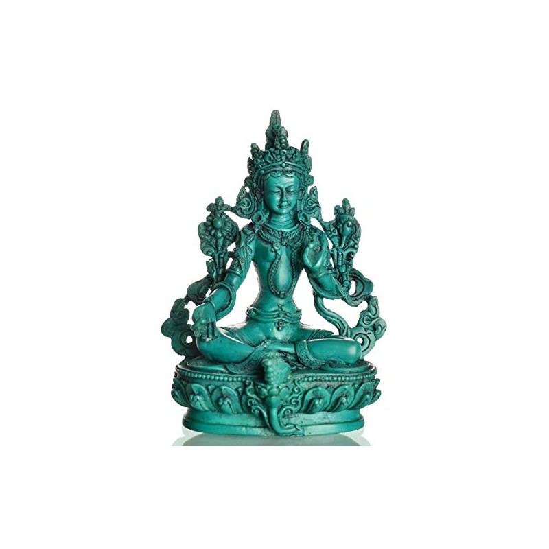 BUDDHAFIGUREN Tibetan Bodhisattva Buddha Decoration/Billy Held Green Tara, Turquoise Resin
