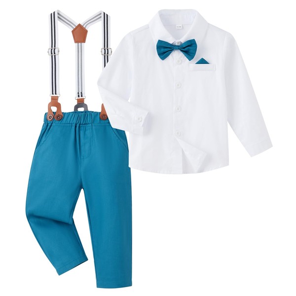 SALNIER Toddler Dress Suit Baby Boys Clothes Sets Bowtie Shirts