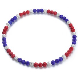 YATOJUZI 16 Inches Baseball Necklace for Men Baseball Accessories Drip Shiny Beaded Necklaces Gifts for Players Enthusiast Team Lovers Red and Blue Rhinestone Beads Clay Beaded Necklace for Men