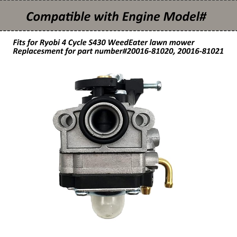 Tormudaca Carburetor for Ryobi 4 Cycle S430 X430 30cc