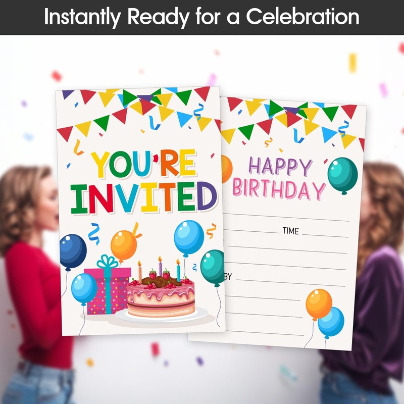Embhhor 30 Pcs Birthday Party Invitations Set, Boys Girls Invite