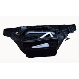 Bum Bag / Belt Bag in Black Lamb Nappa Leather Material Soft Leather A Secure Back Compartment with Zip for e.g. Passport Stylish and Trendy for Men and Women, black, Neck pouch