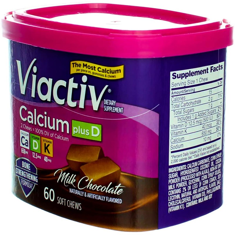 VIACTIV Calcium Plus D, Soft Chews, Milk Chocolate 60 ea