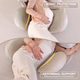SHANNA 2024 Pregnancy Pillow, Adjustable, Comfort Pillow, Adult Cooling & Silky Soft Bamboo Cover, Full Body Pillow, Support Pillow, Nursing Pillow, Body Pillow (Khaki)