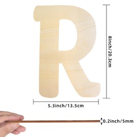 Wooden Letters 8 Inch Wood Letter R 1/5 Inch Thick Cutouts Unfinished Wooden Alphabet Letters for Wall Decor Crafts DIY Painting Birthday Party Nursery Holiday Large Home Decorations