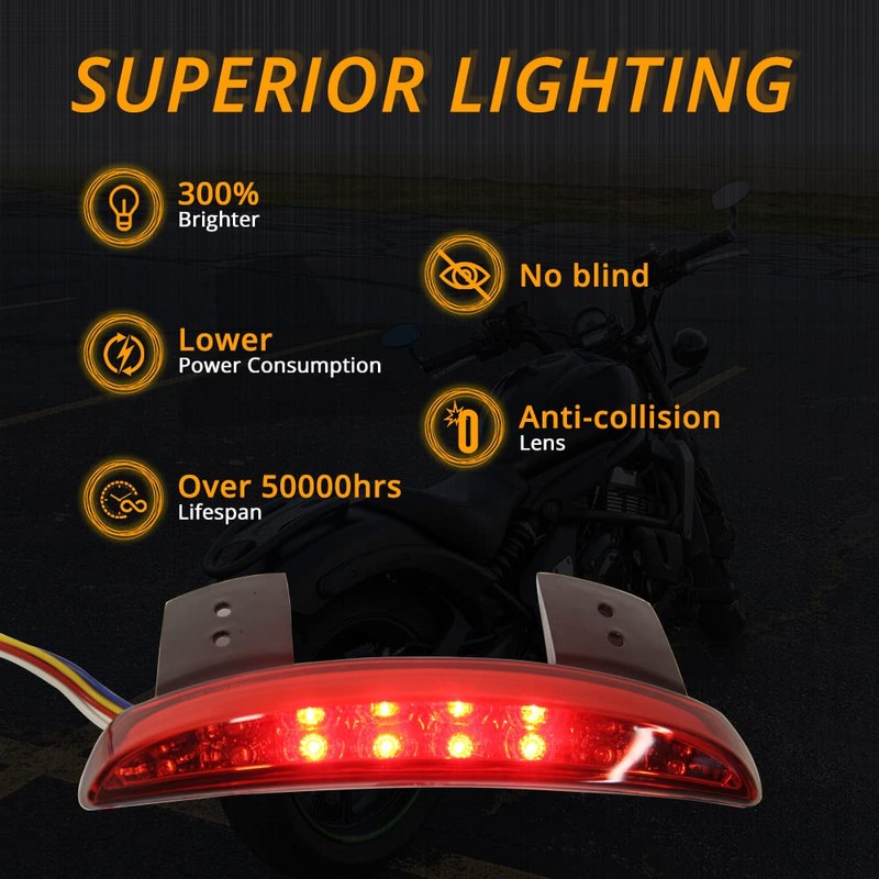 DREAMIZER Motorcycle LED Tail Light Fender Edge Brake Taillight with