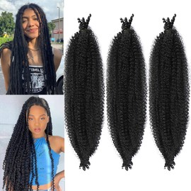 LPARMJIT Springy Afro Twist Hair 24 Inch 3 Packs Pre-Separated Kinky Marley Twist Braiding Hair for Soft Butterfly Locs Pre-Fluffed Afro Twist Hair Extensions (24 Inch (Pack of 3), 1b)