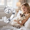 Grmdit Cat Anxiety for Women Ring Sterling Silver Cat Spinner