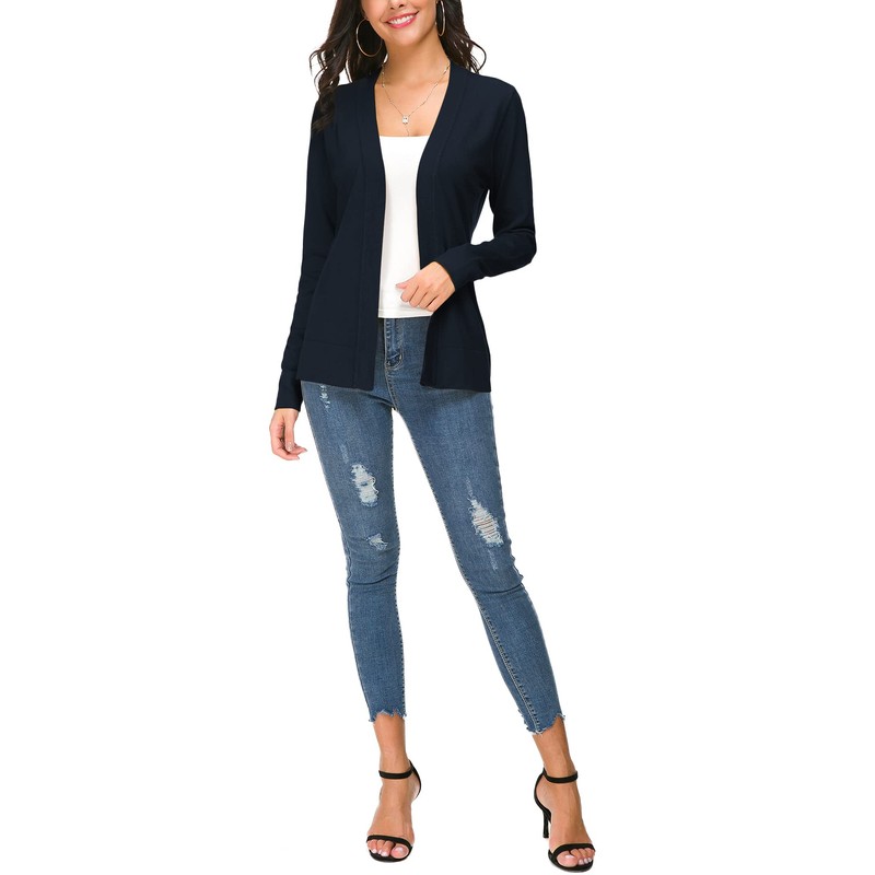 Women's Elegant Casual Long Sleeve Elastic Cardigan Lightweight Solid Knitted