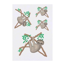 4 x 'Cute Sloth Hanging From Tree' Temporary Tattoos - Water Resistant, Skin-Safe, Non-Toxic Transfers, Mixed Sizes (TO00077728)