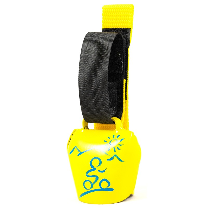swisstrailbell® Bike Bell Yellow with Blue MTB, Yellow Band, Trailbell