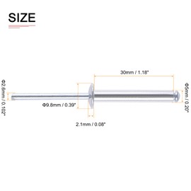 DTGN 5mm x 30mm (DXL) Blind Rivets - 120Pack - Good for Machinery Joining - Aluminum Dome Open End Rivet