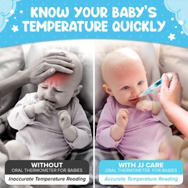 JJ CARE Oral Thermometer with LCD Display, Calibrated Oral Thermometer for Babies and Adults, 10 Seconds Fast Reading Oral Digital Thermometer for Fever with 10 Disposable Covers