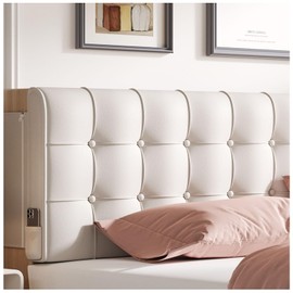 CQXMJT Wall Mounted Upholstered Headboard Queen Size with Peel and Stick Headboards White Boho Washable Bed for Dorm Room Bed Frame Cover Removable Headboard Cushion Head Board Bedroom Decor