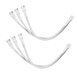 PANO-MOUNTS 1 TO 3 PWM Fan Splitter Cable, White Braided Sleeve, Fits 3 Pin / 4 Pin Fan, 2 Pack, 27cm