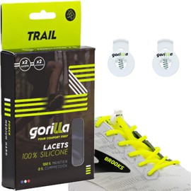 Gorilla - Elastic Shoelaces Trail Running - Exceed Your Athletic Goals - Save Time, Say Goodbye to Knots, Hello Comfort, Self-Locking Very Durable - 123cm, Yellow, fluorescent