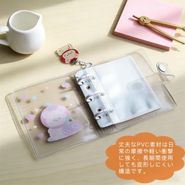 KUAIDHFK Sealing Notebook, A8, Transparent Binder, Girls, Mini 3 Holes, Seal Storage, Pushing Goods, PVC, Removable, Waterproof, Abrasion Resistant, Cute, Page-type, Multi-functional Storage, Kids