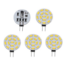 ShuoHui G4 LED 12V 24V Dimmable, 3.5W 350 Lumen 15 SMD 5630 DC 10V-30V Pack of 5 Warm White 3000k