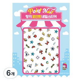 Pinky Tonky Kids Point Nail Stickers, BN-03 (Summer Story), 6 pcs / 핑키통키 키즈 포인트 네일스티커, BN-03(여름 이야기), 6개