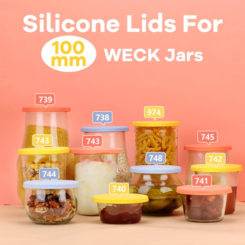 100mm Silicone Lid For Weck 743|745(1 Liter)|738|739|740|741|742|744|748|974 Glass Jars, 2