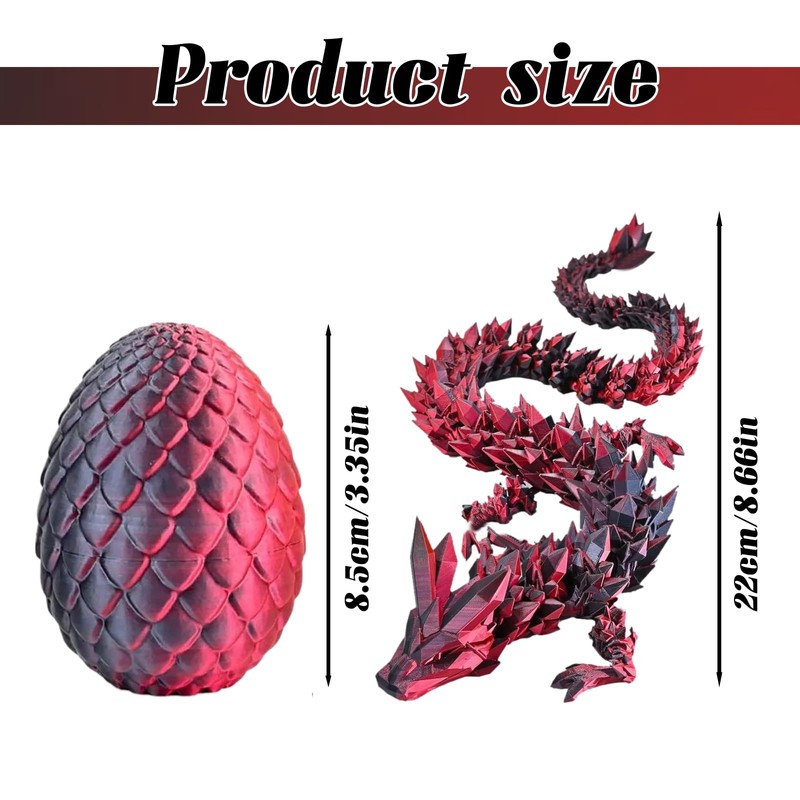 3D Printed Dragon Egg with 22 cm Dragon Figure -