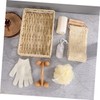 Mikinona 6-Piece Travel Bath Set Wooden Handle Jute Back Scrubber